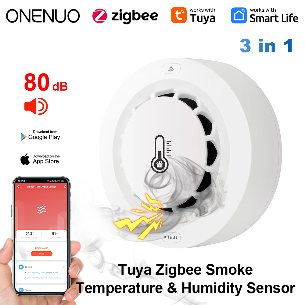 Tuya Zigbee BT اثنين اتصال كاش - مراجعة Smoke Detector Interconnected وسعره